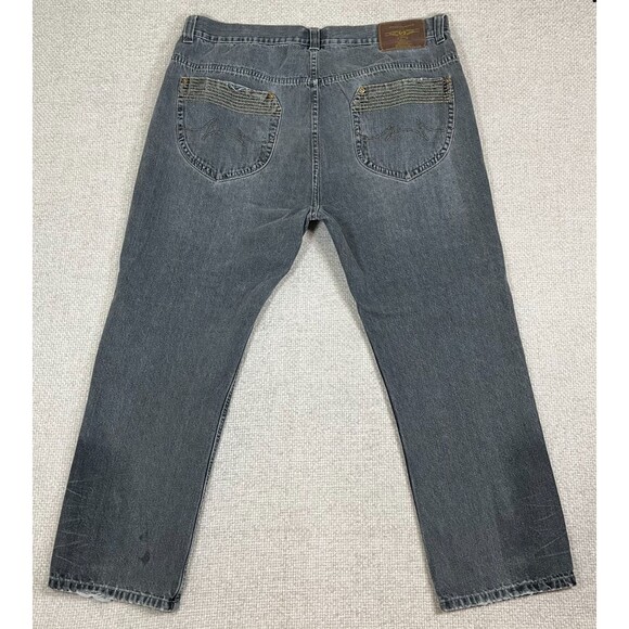 Vintage Phat Farm Jeans Men's 44x30 Gray Straight Leg Denim Hip Hop (Tag 46x34) - Picture 3 of 12